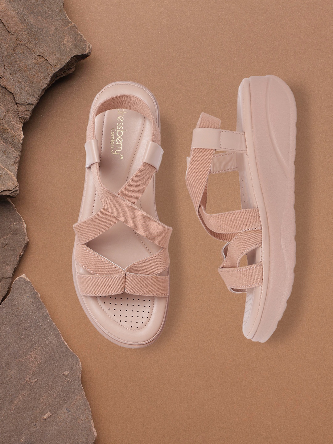 

DressBerry Nude-Coloured Solid Regular Comfort Sandals