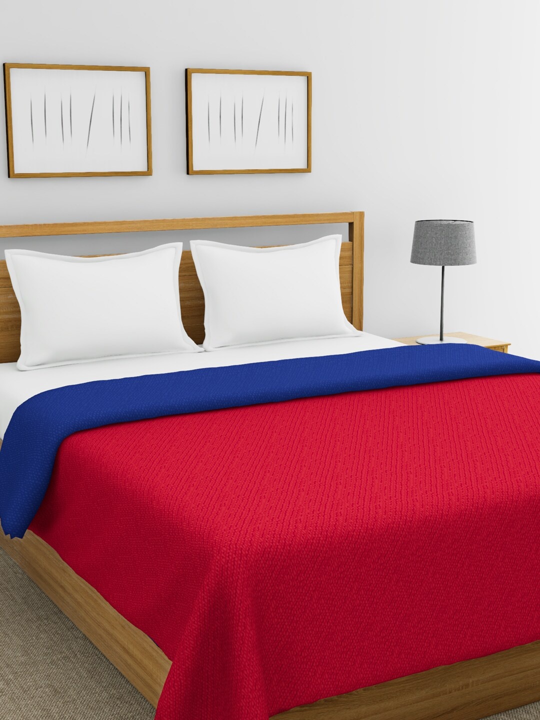 

BIANCA Red & Blue Solid AC Room 150 GSM Double Bed Quilt