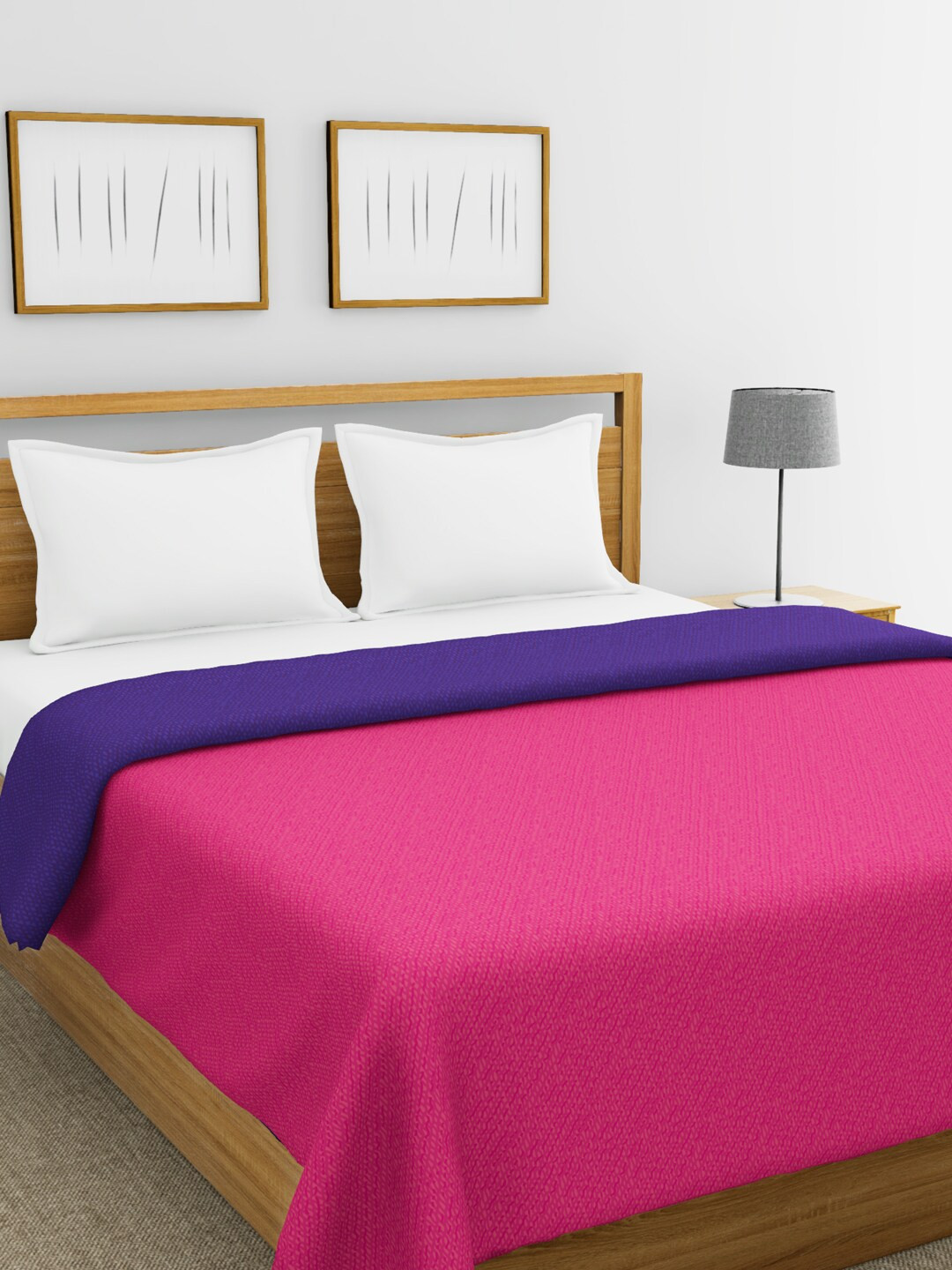 

BIANCA Pink & Purple Solid AC Room 150 GSM Double Bed Quilt