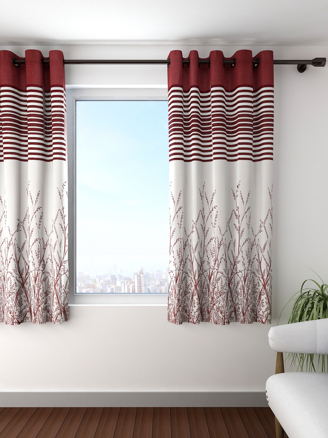 

Cortina Cream-Coloured Single Patterned Blackout Window Curtain