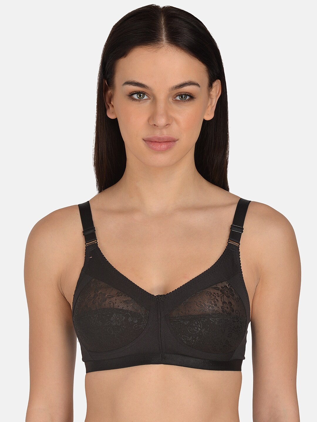 

mod & shy Black Self Design Non-Wired Non Padded Minimizer Bra MS252