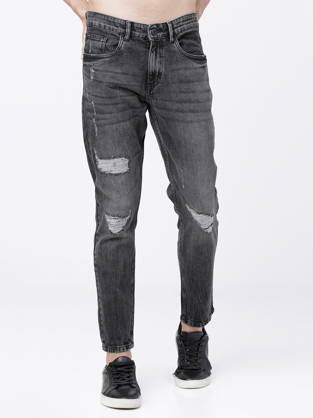 

HIGHLANDER Men Grey Tapered Fit Mid-Rise Highly Distressed Stretchable Jeans