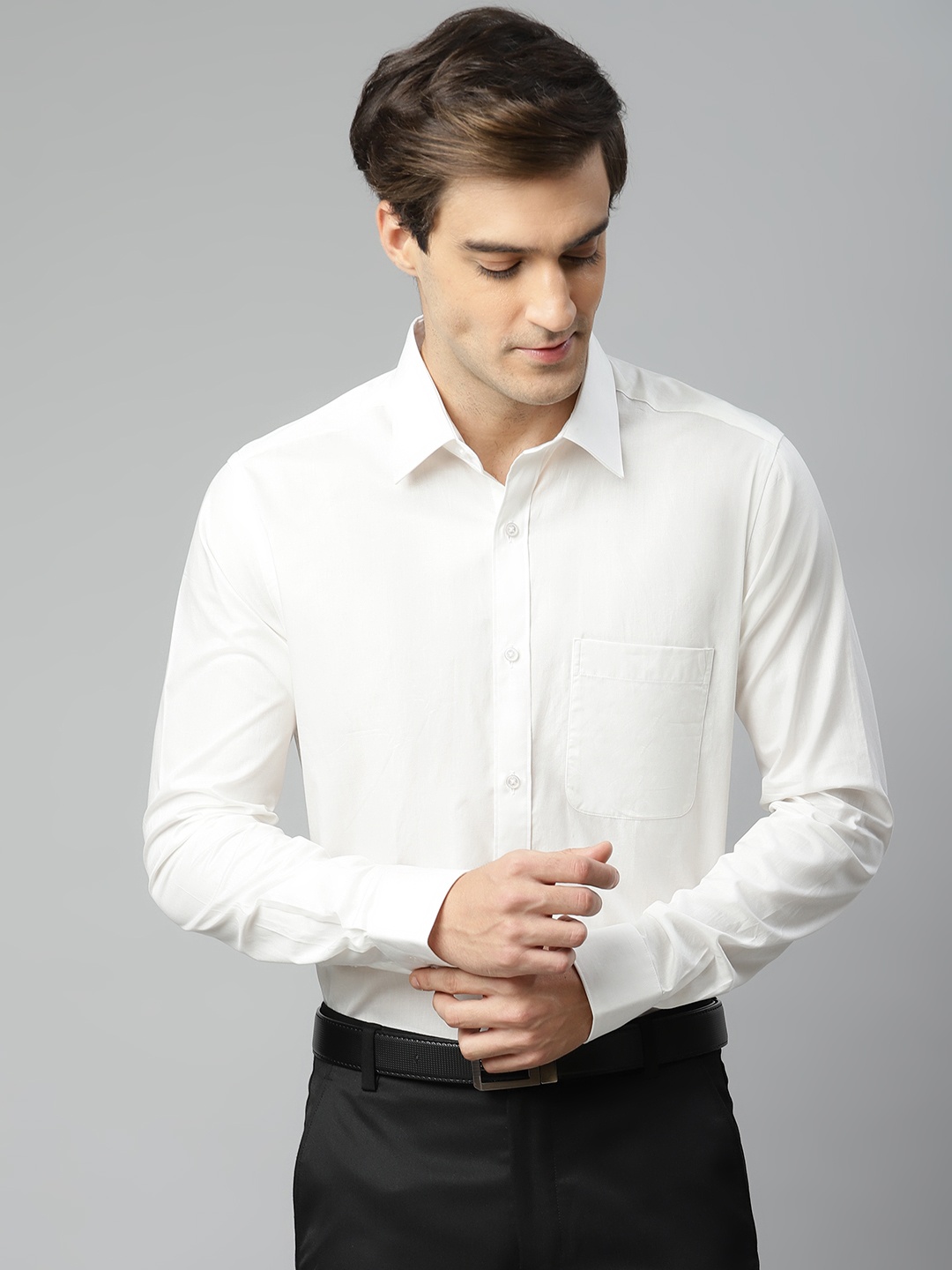 

Raymond Men White Cotton Slim Fit Solid Formal Shirt