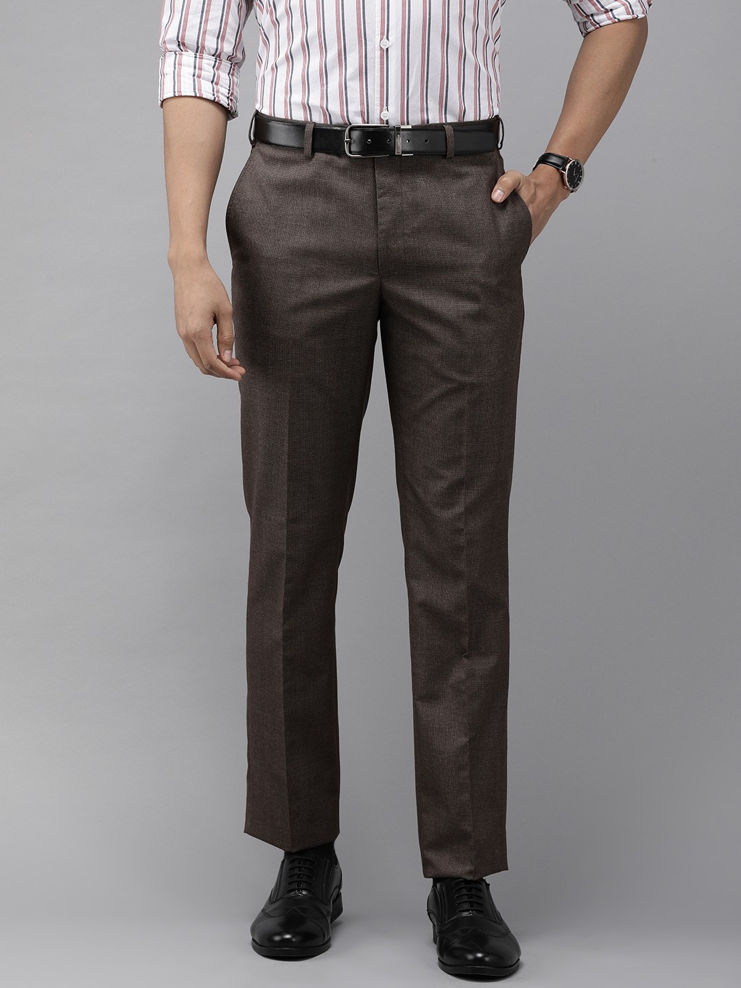 

Park Avenue Men Brown Smart Fit Formal Trousers