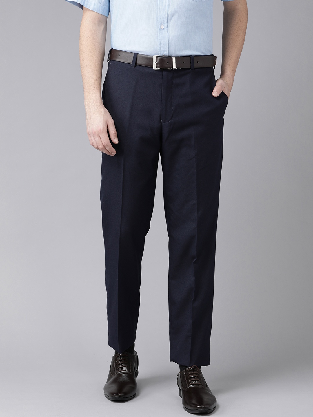 

Park Avenue Men Navy Blue Solid Smart Formal Trousers