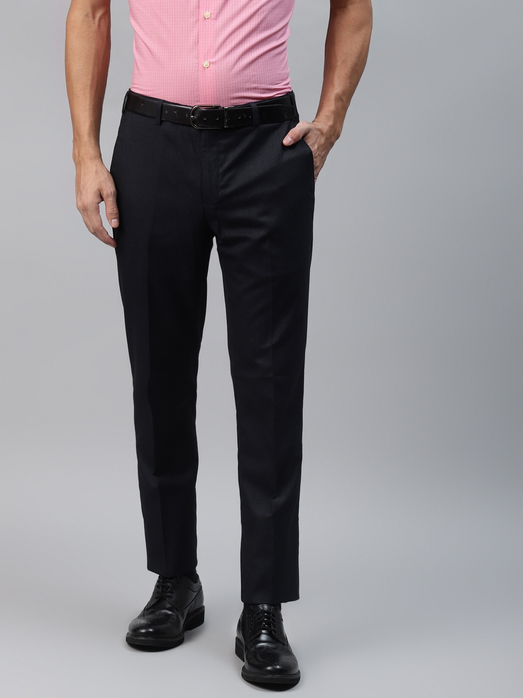 

Raymond Men Black Solid Slim Fit Regular Trousers
