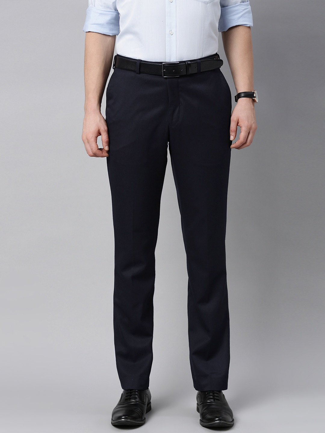 

Park Avenue Men Navy Blue Smart Fit Formal Trousers