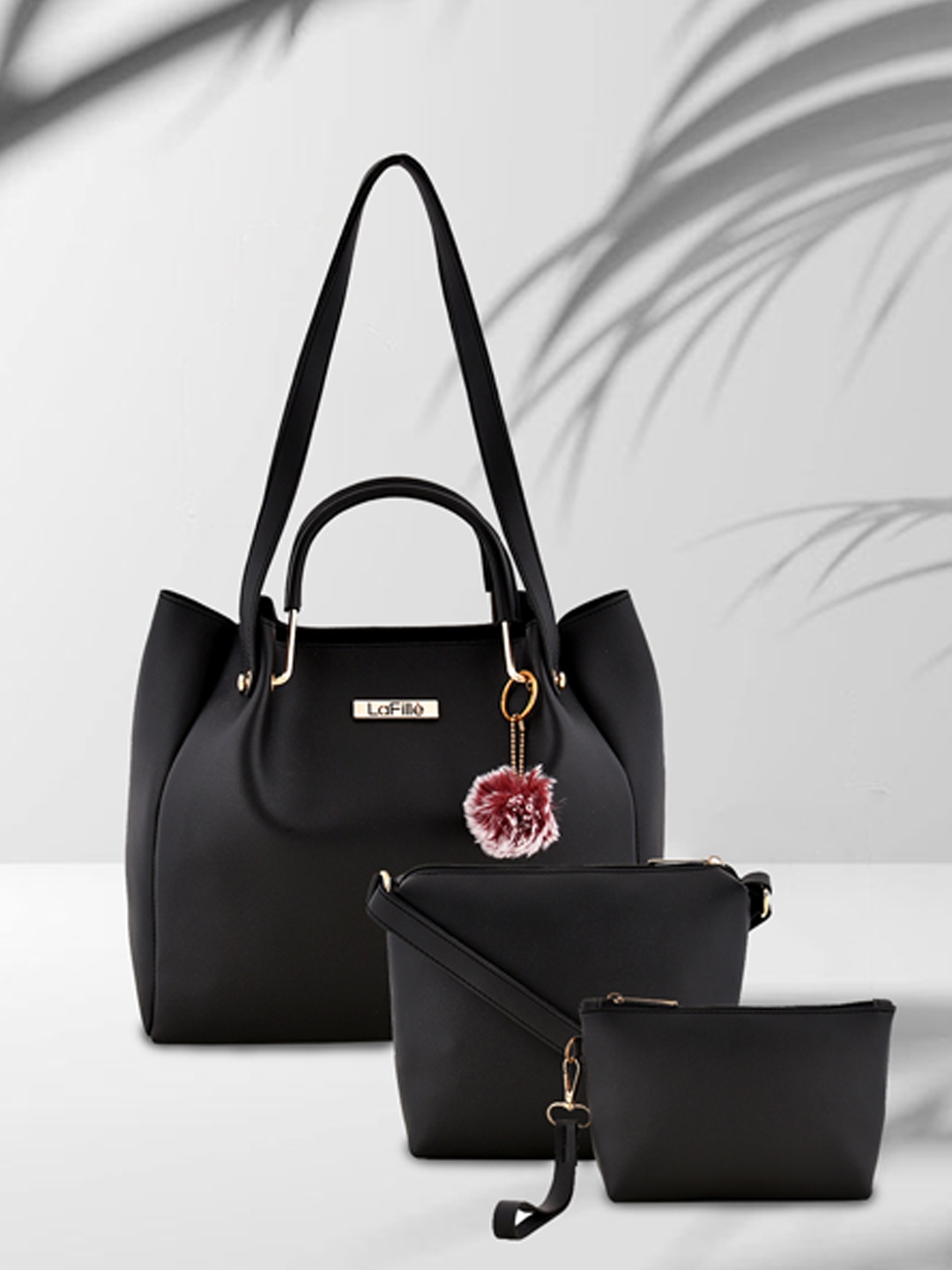 

LaFille Black Set of 3 Solid Shoulder Bag