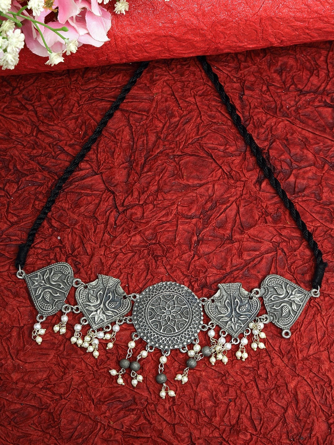 

Moedbuille Silver-Plated Oxidised Necklace