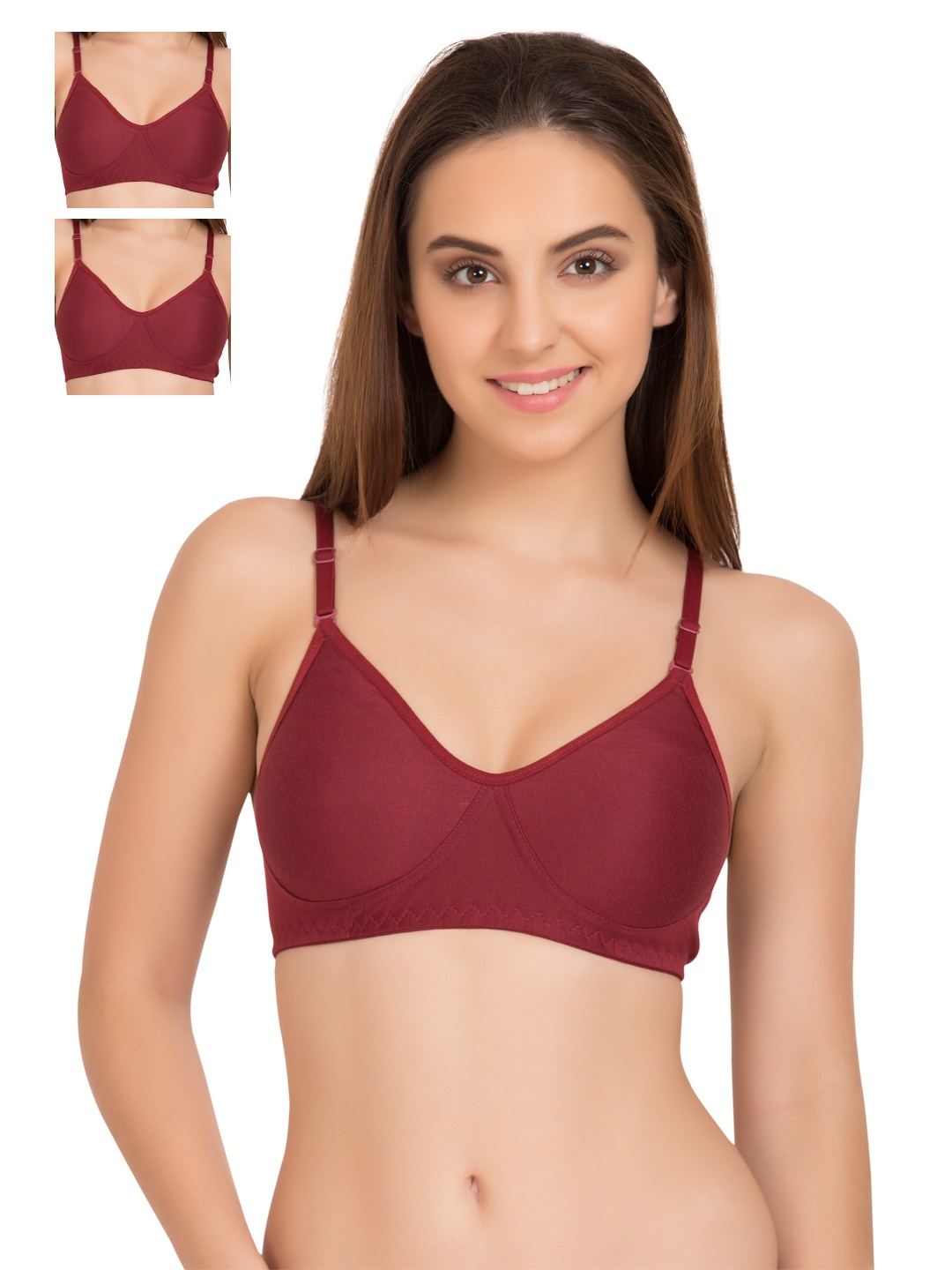

Tweens Pack of 3 Maroon Full-Coverage T-shirt Bras TW253MR