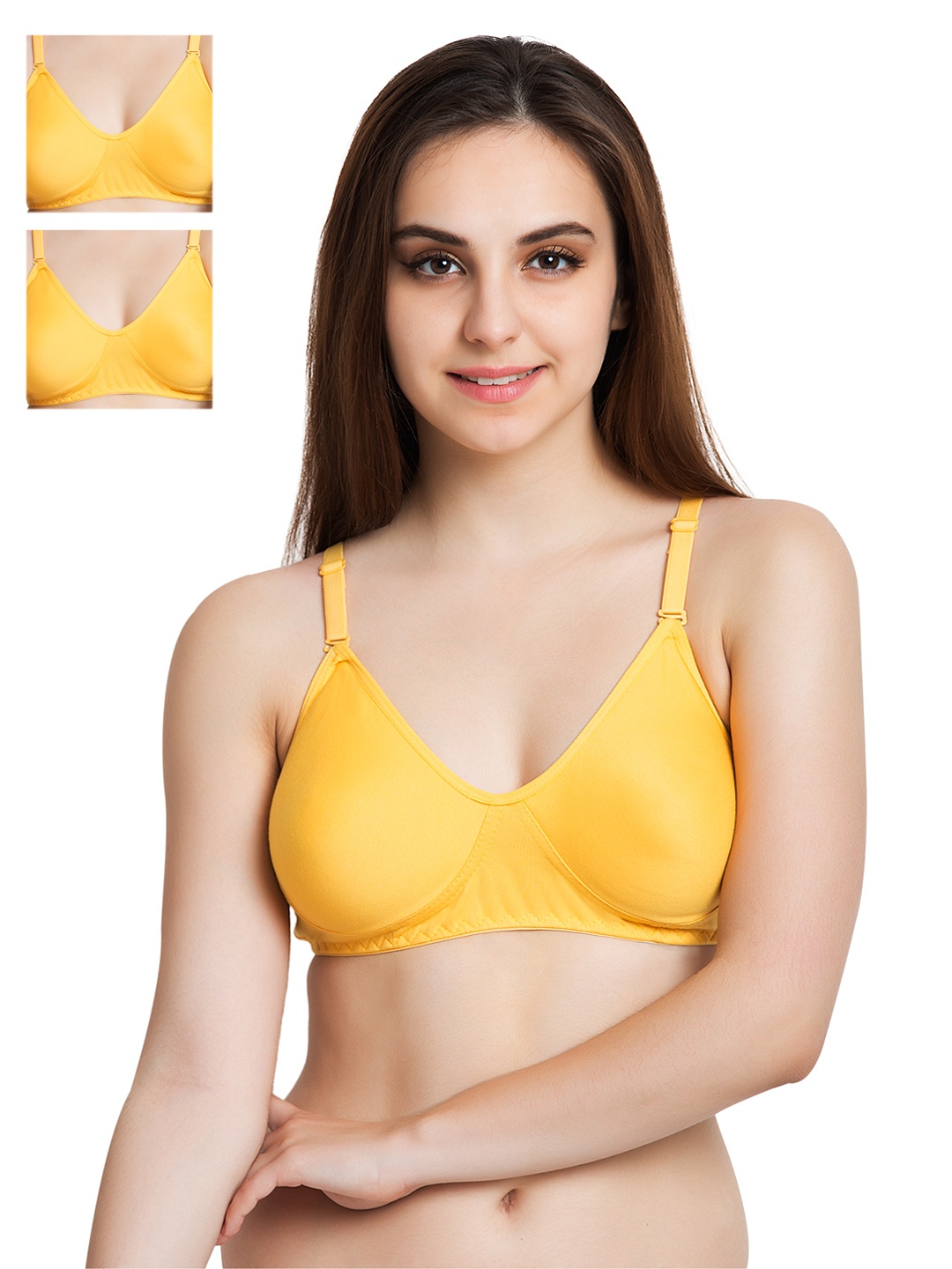 

Tweens Pack of 3 Yellow Full-Coverage T-shirt Bras TW253