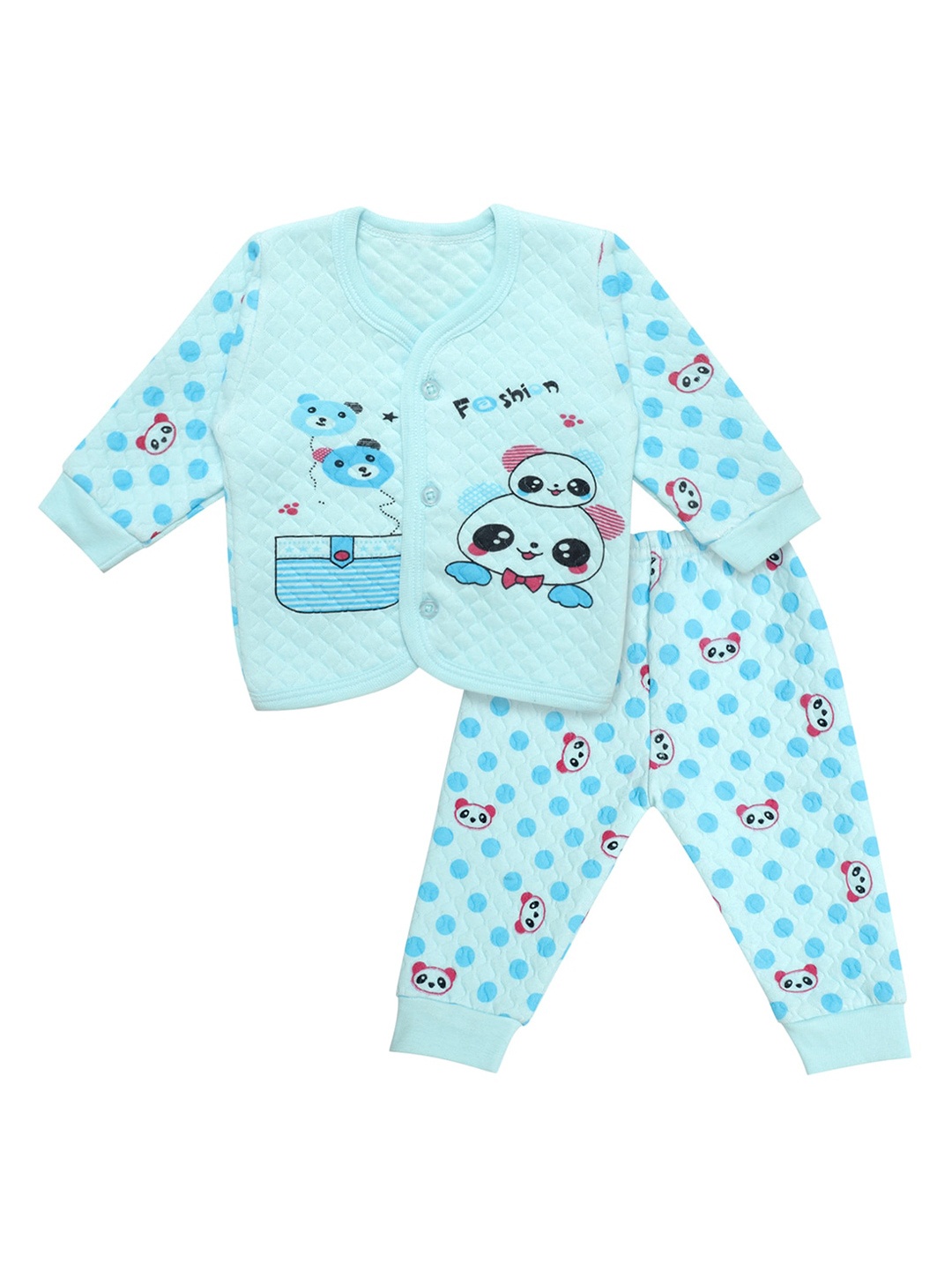 

Superminis Kids Blue & Pink Printed Jhabla with Pyjamas