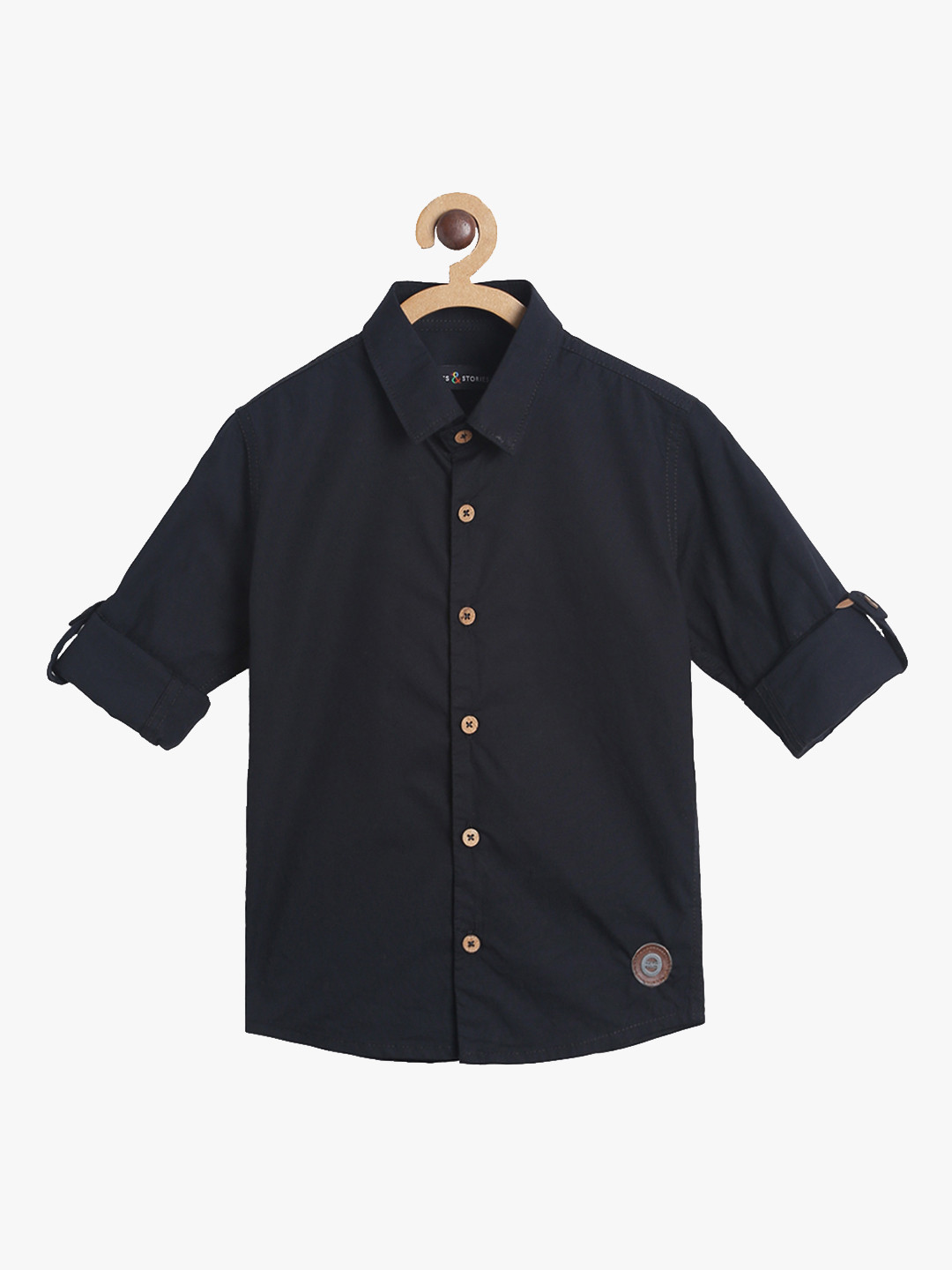 

TALES & STORIES Boys Black Regular Fit Solid Casual Cotton Shirt