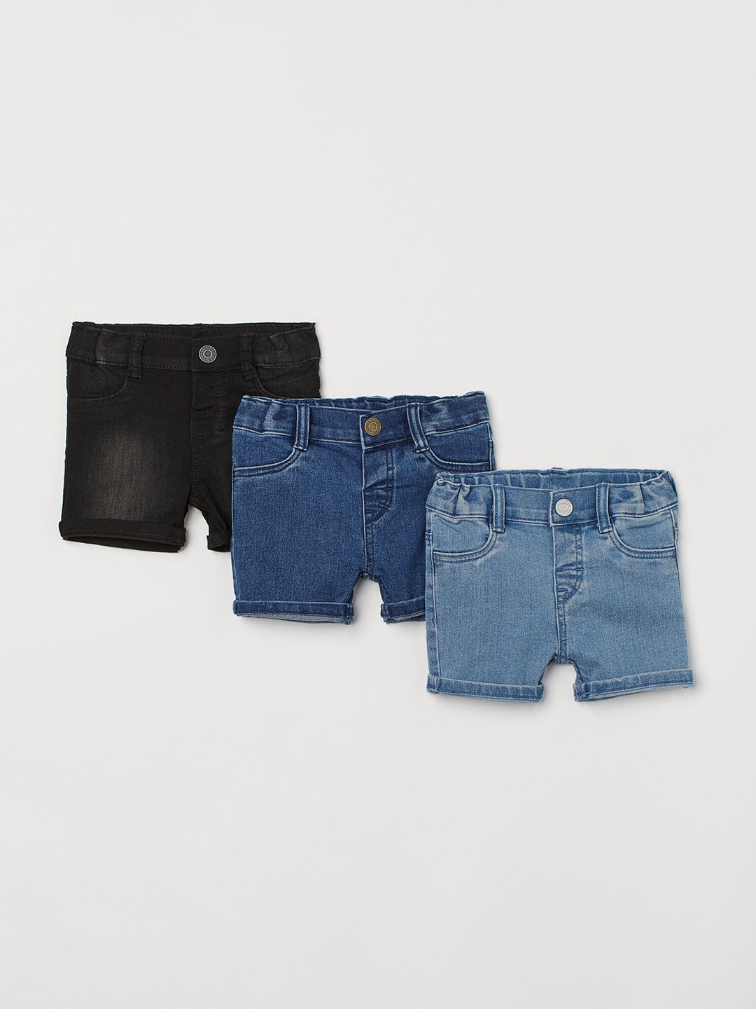 

H&M Boys Blue & Black 3-Pack Skinny Fit Denim Shorts