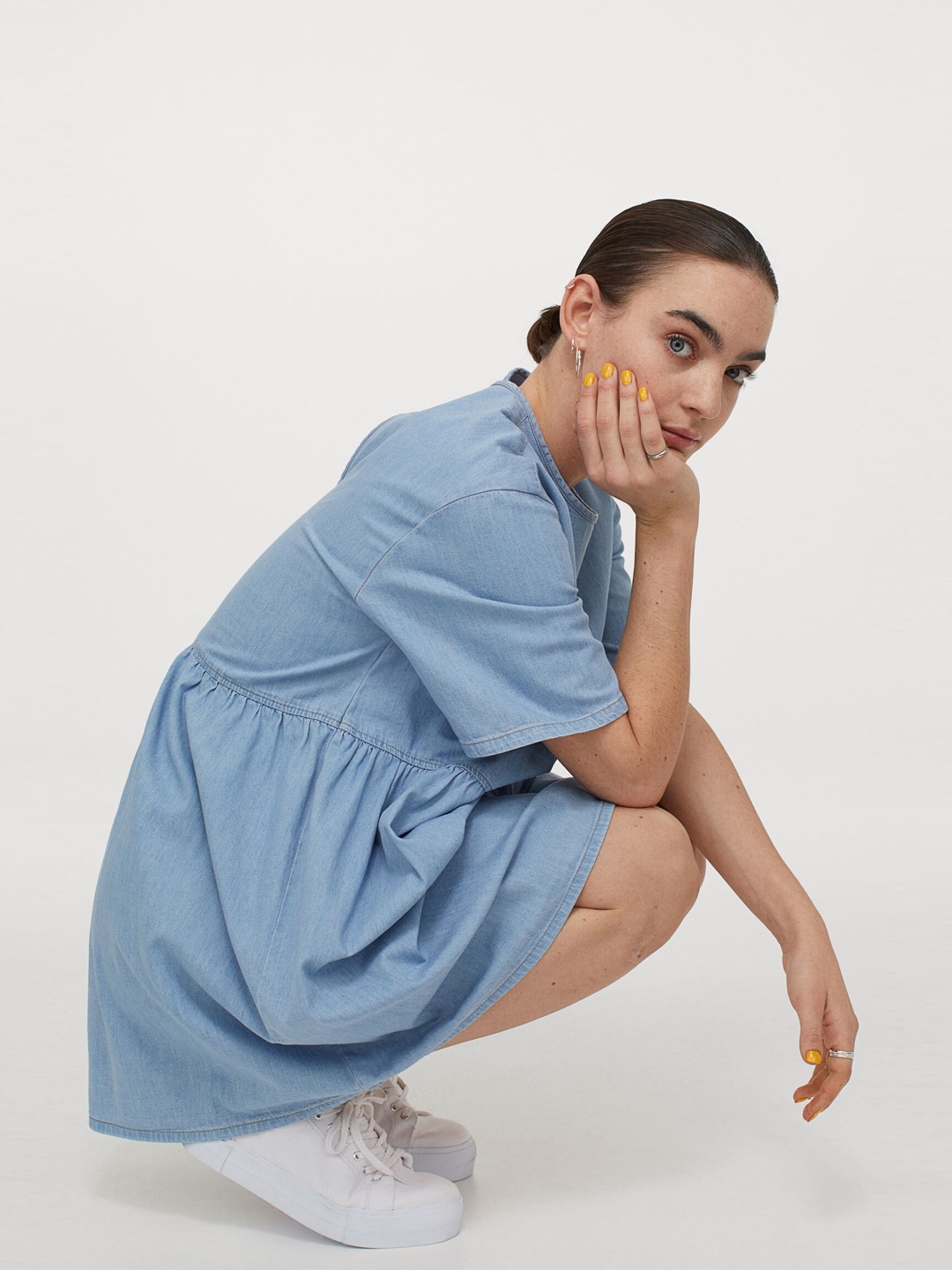 

H&M Blue Pure Cotton Straight Dress