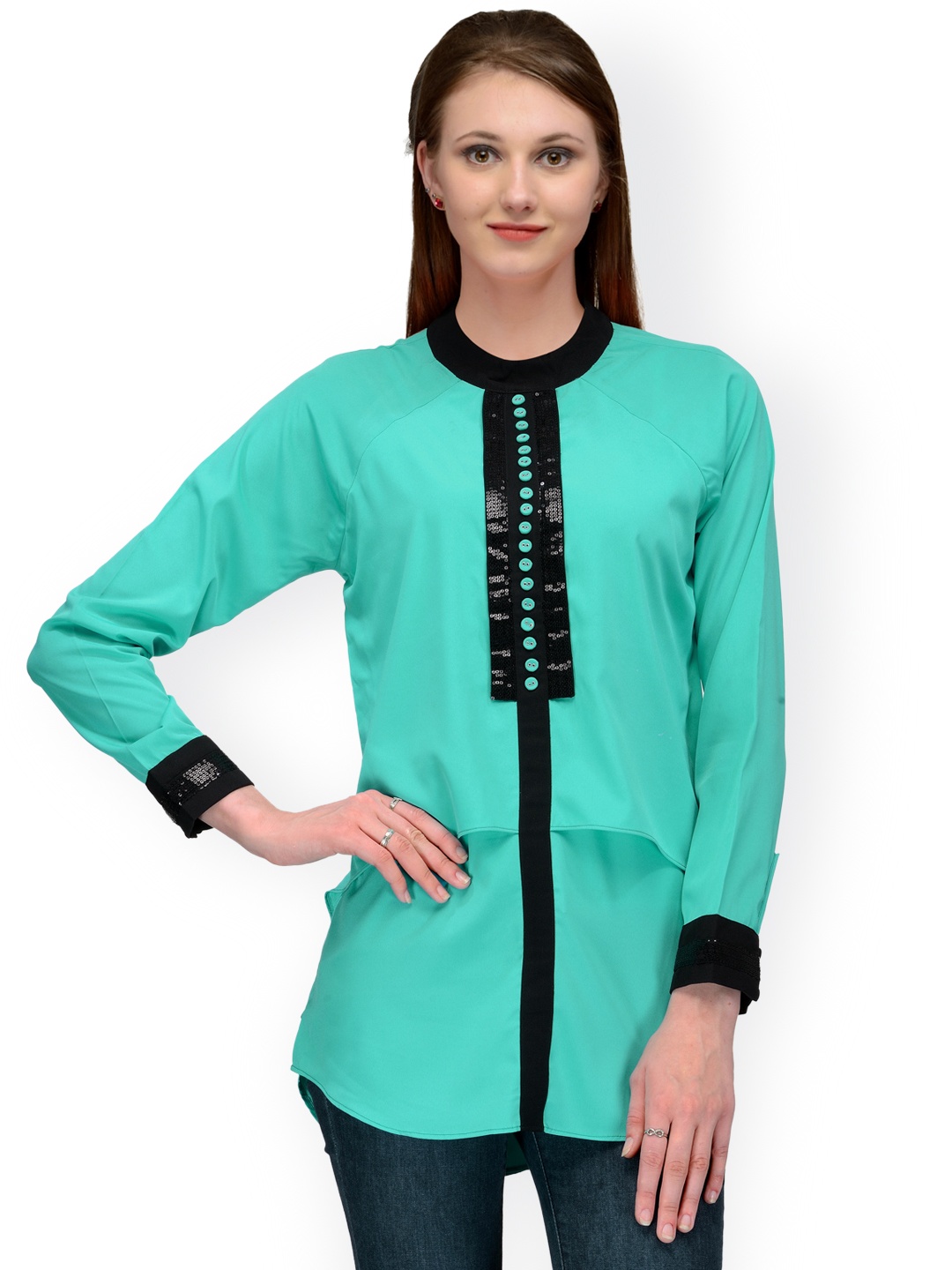 

Bitterlime Turquoise Blue Layered Top