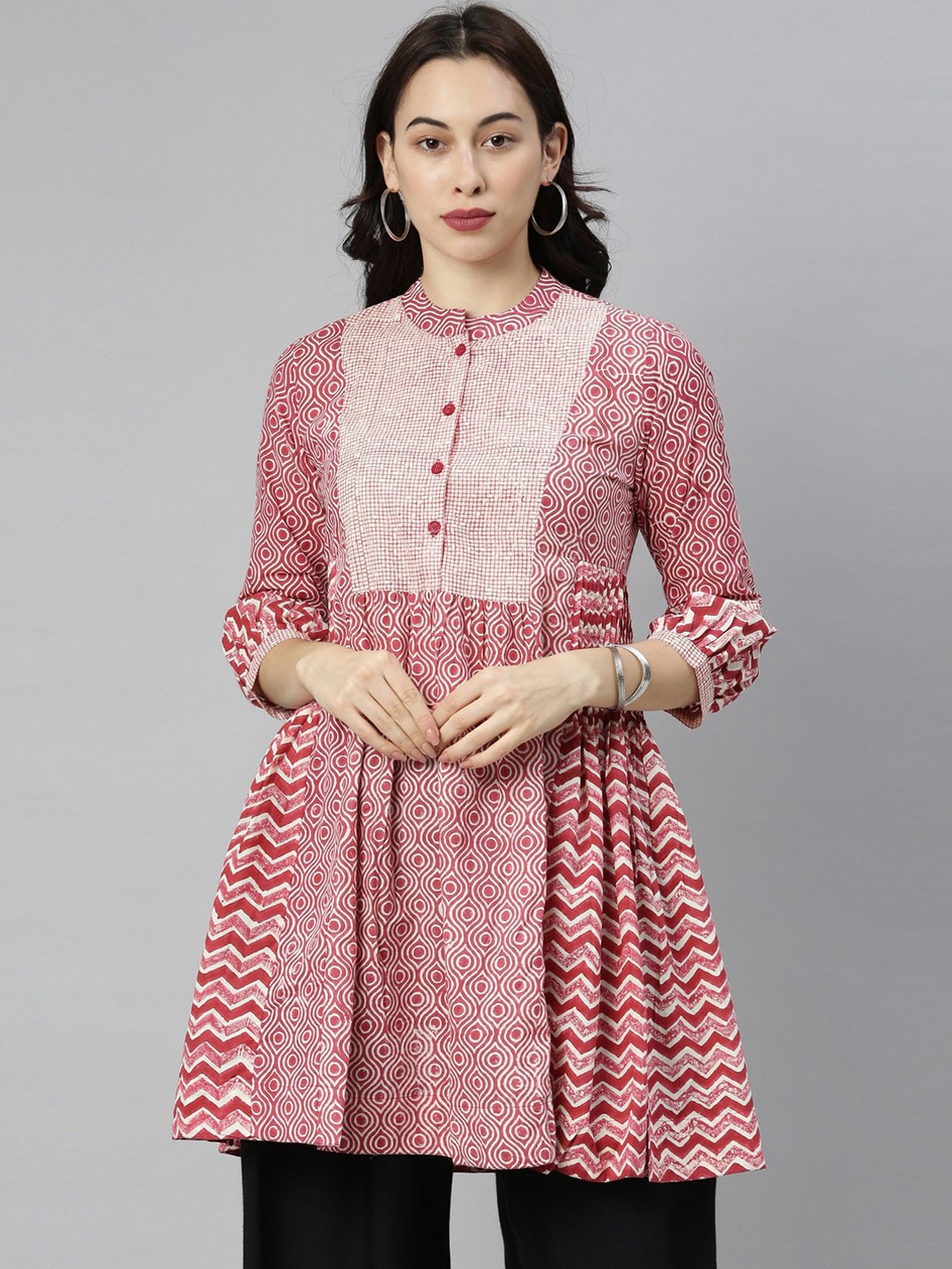 

Neerus Women Red Printed A-Line Kurta