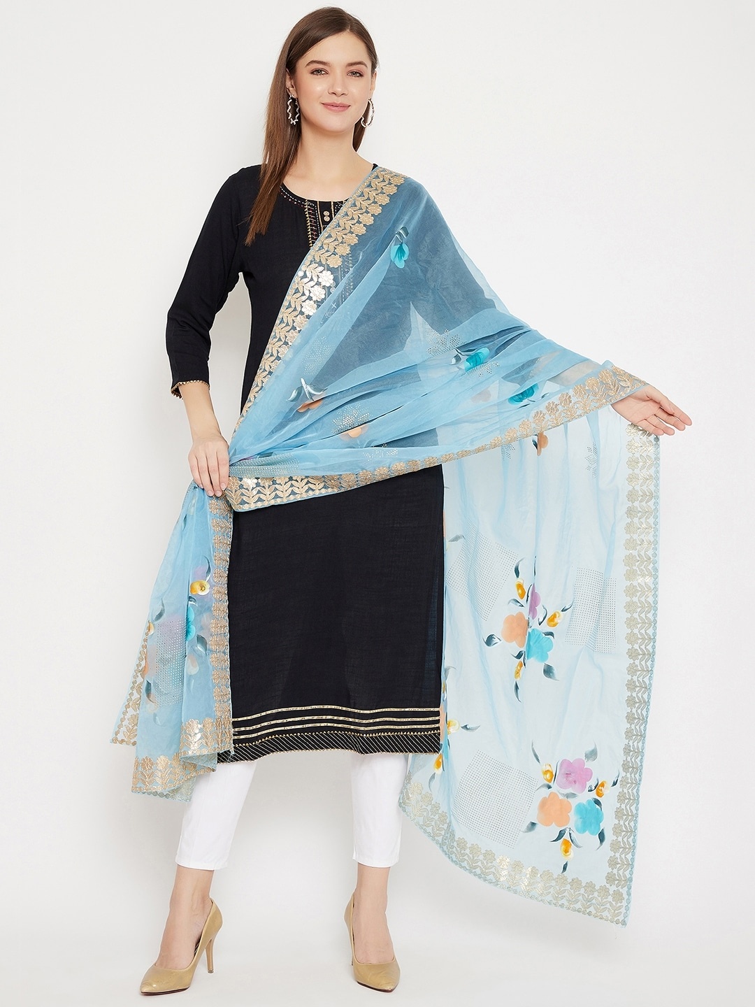 

Clora Creation Blue Printed Dupatta