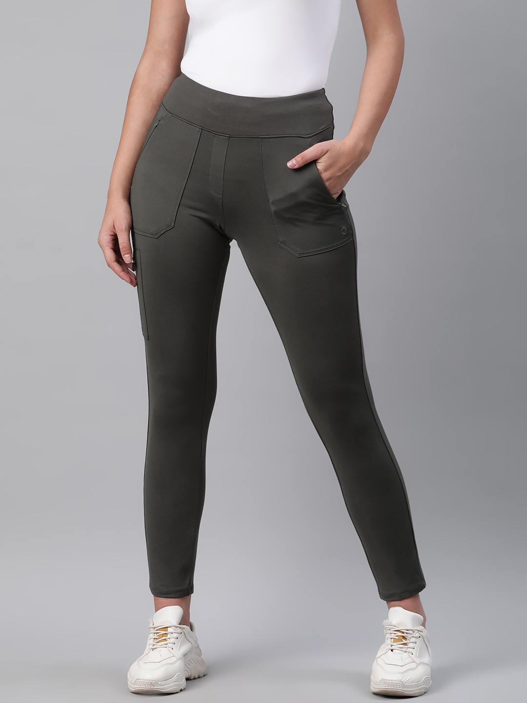 

Marks & Spencer Women Olive Green Solid Treggings