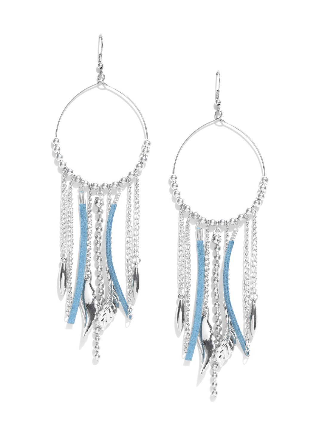 

Blueberry Silver-Toned Beaded Tassel Drop Earrings