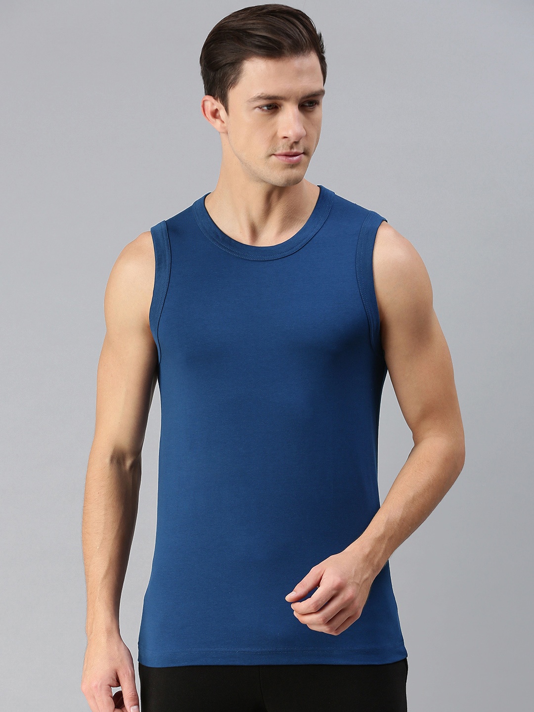 

HRX By Hrithik Roshan Men Solid Antimicrobial Lifestyle Innerwear Vests, Blue