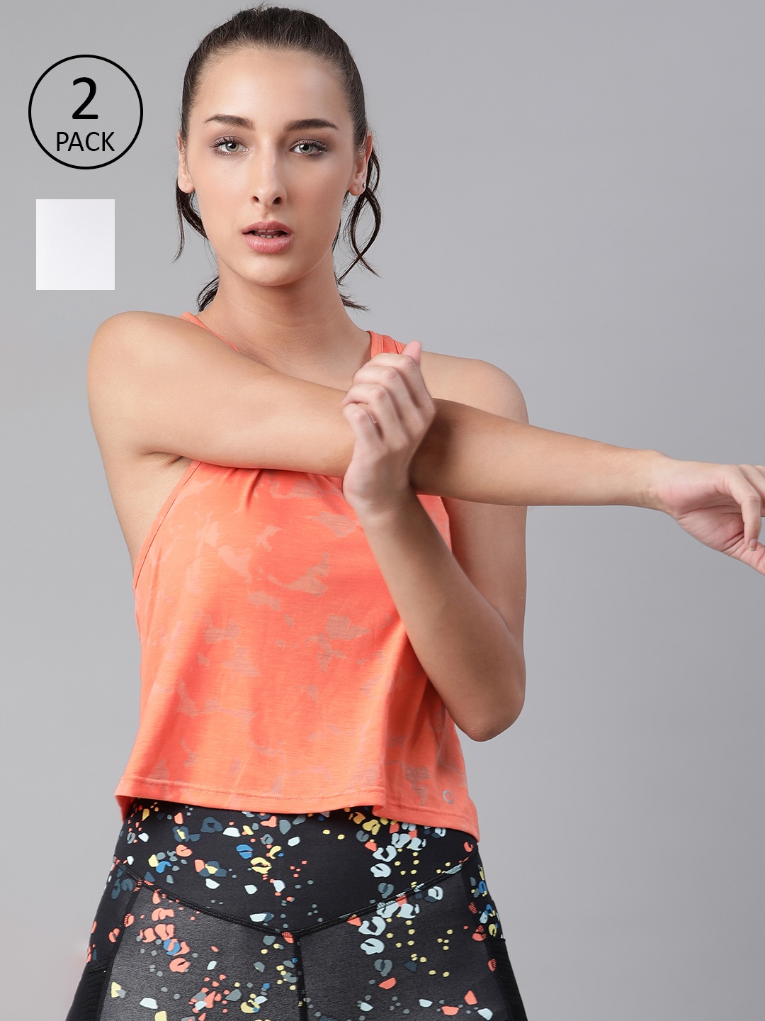 

Marks & Spencer Orange & White Layered Regular Top