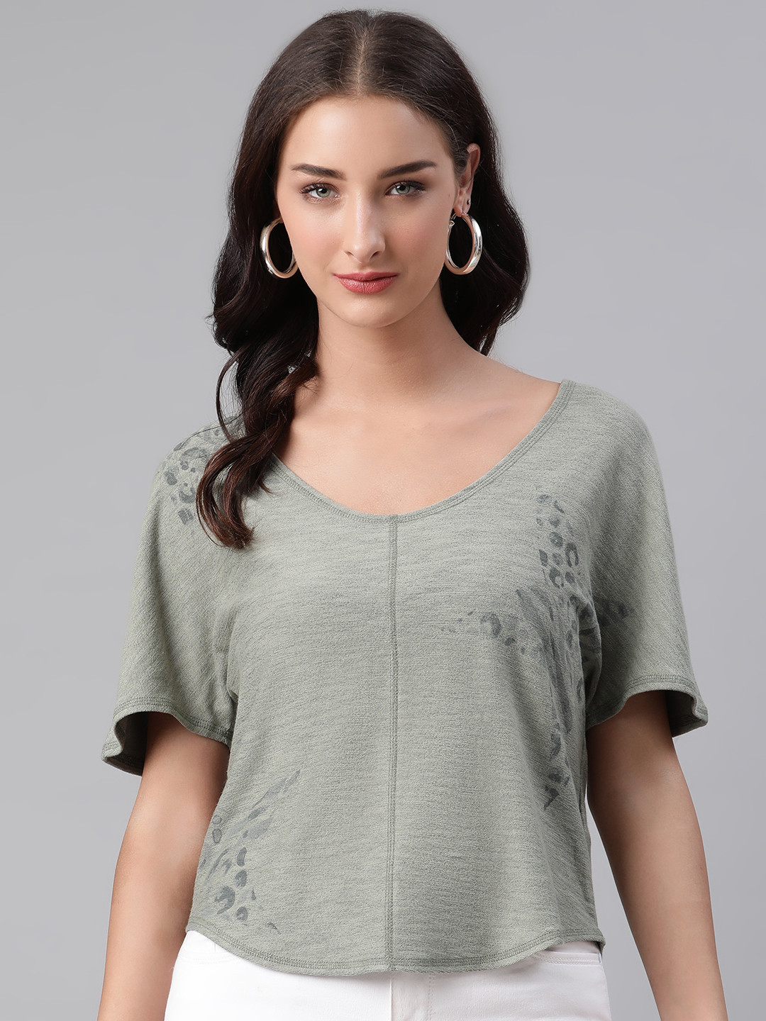 

Marks & Spencer Khaki Animal Printed High-Low Top