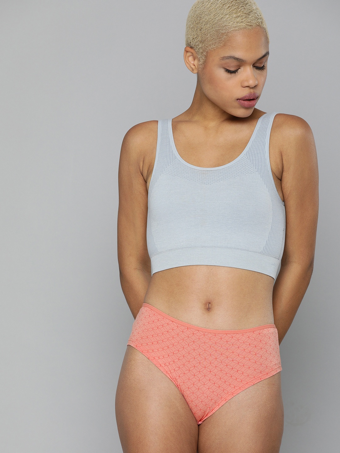 

HRX By Hrithik Roshan Women Coral Almond Printed Antimicrobial Lifestyle Briefs