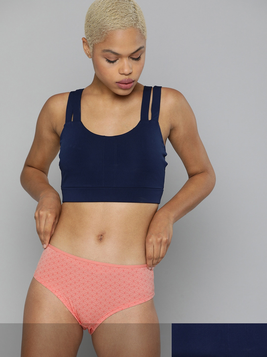 

HRX By Hrithik Roshan Women Coral Almond Printed Antimicrobial Lifestyle Briefs Pack of 2