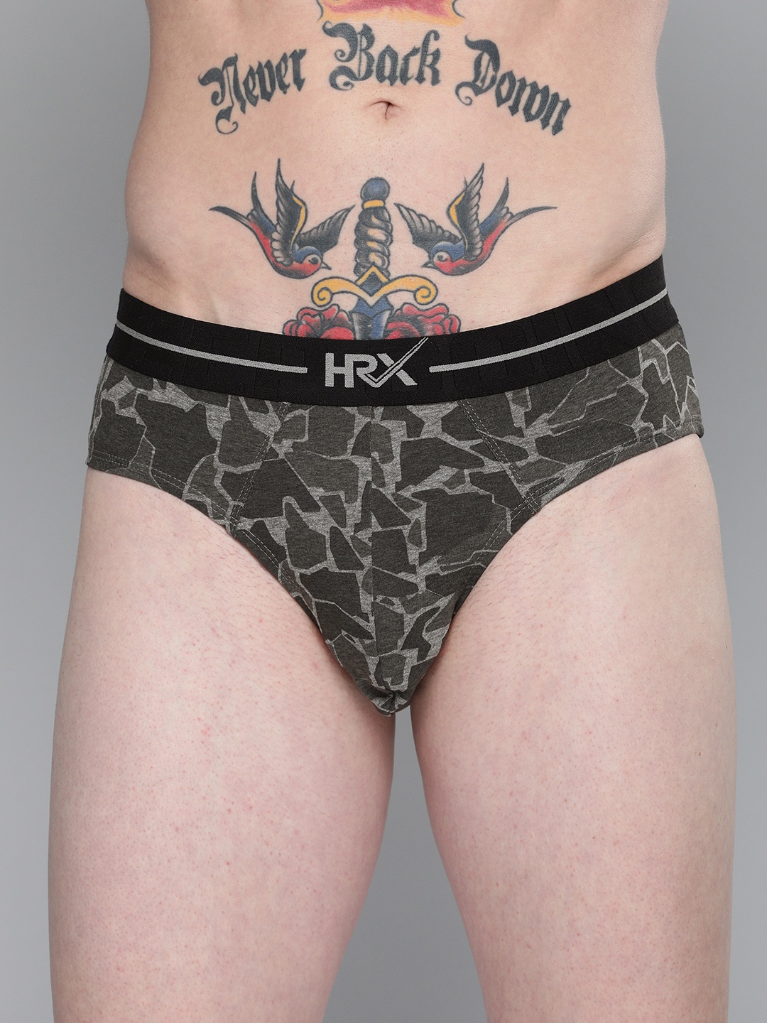 

HRX By Hrithik Roshan Men Printed Melange Lifestyle Briefs, Grey