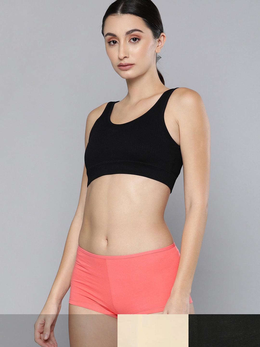 

HRX By Hrithik Roshan Women Solid Antimicrobial Lifestyle Briefs Pack of 3, Black