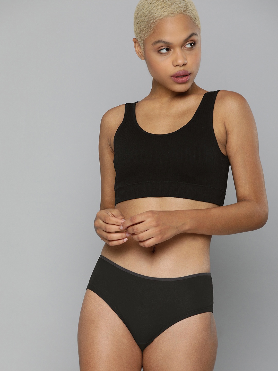 

HRX By Hrithik Roshan Women Solid Antimicrobial Lifestyle Briefs, Black
