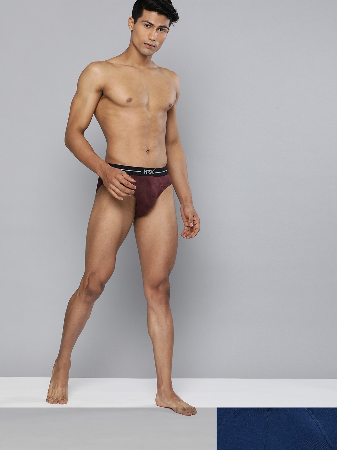 

HRX By Hrithik Roshan Men Solid & Printed Antimicrobial Lifestyle Briefs Pack of 2, Maroon