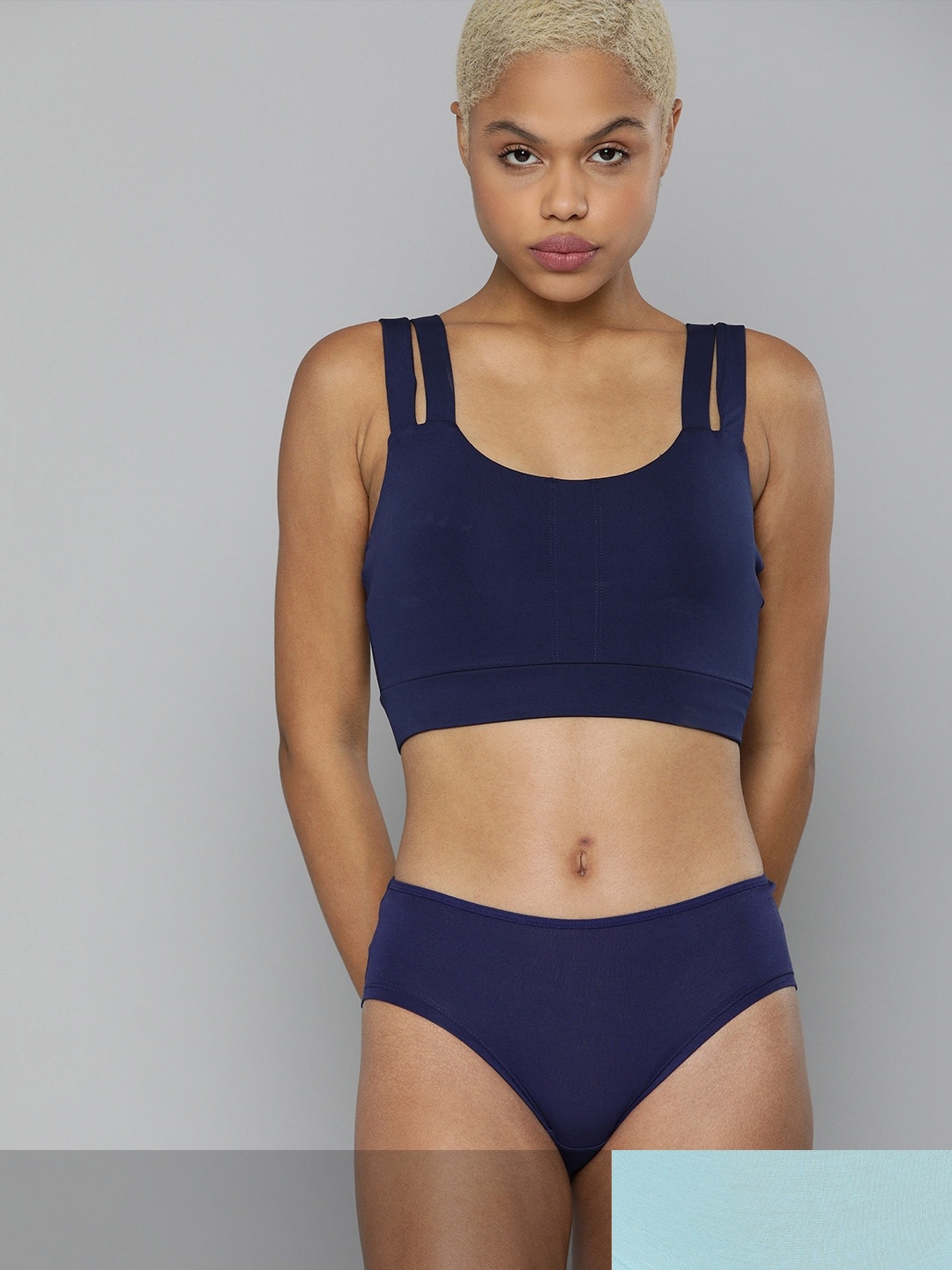

HRX By Hrithik Roshan Women Solid Antimicrobial Lifestyle Briefs Pack of 2, Blue