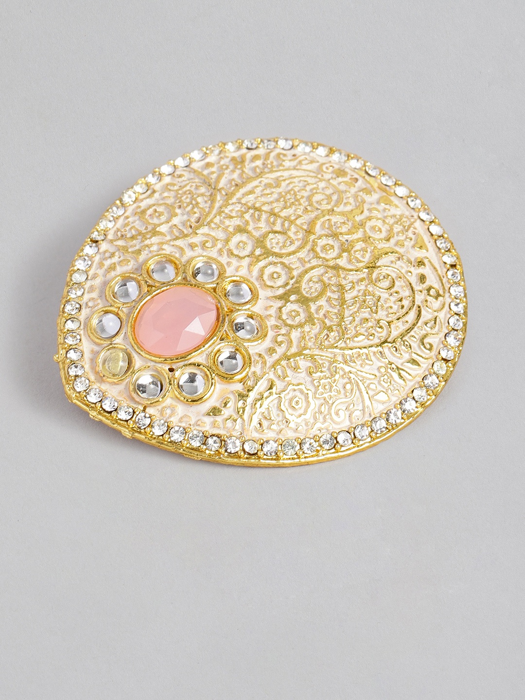 

AccessHer Women Gold-Toned & Pink AD Studded Handcrafted Enamelled Brooch