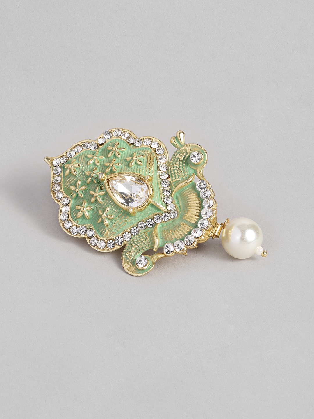 

AccessHer Women Gold-Toned & Green Handcrafted Enamel Brooch