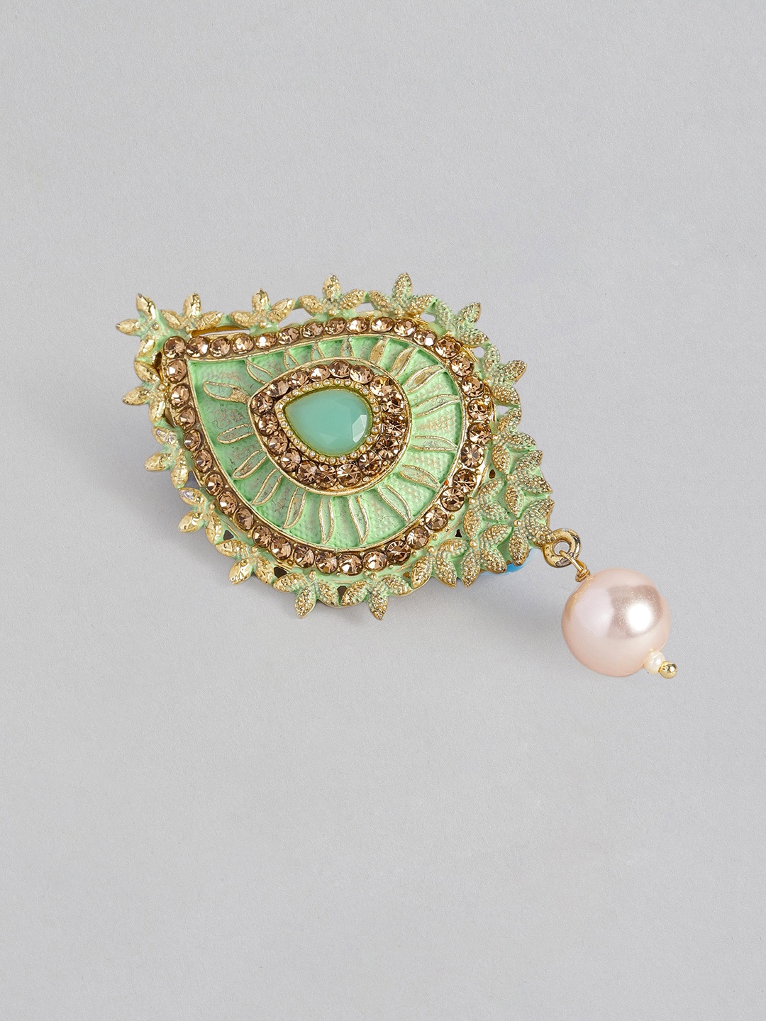 

AccessHer Women Gold-Toned Green Enamelled Handcrafted Brooch