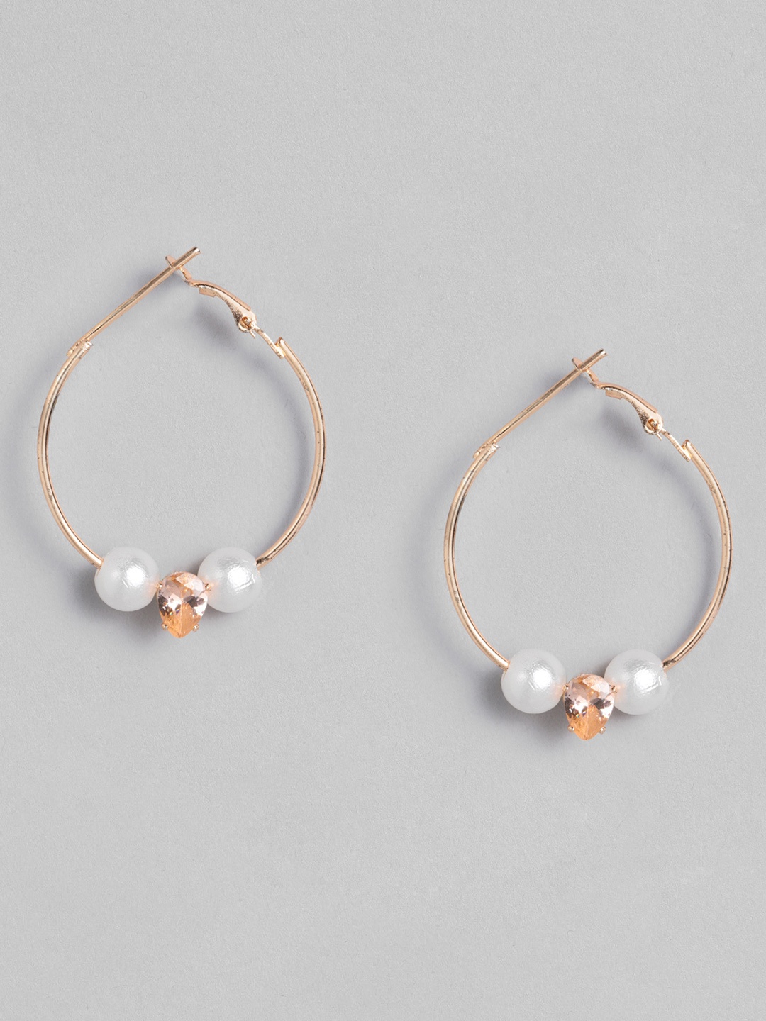 

AccessHer Rose Gold-Plated AD Studded Handcrafted Circular Hoop Earrings