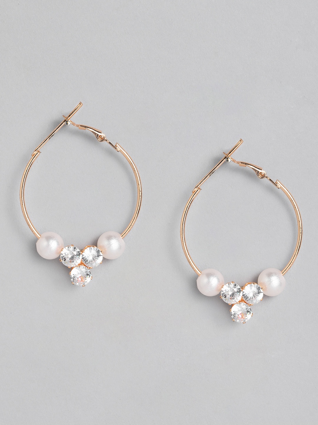 

AccessHer Rose Gold-Plated AD Studded Handcrafted Circular Hoop Earrings
