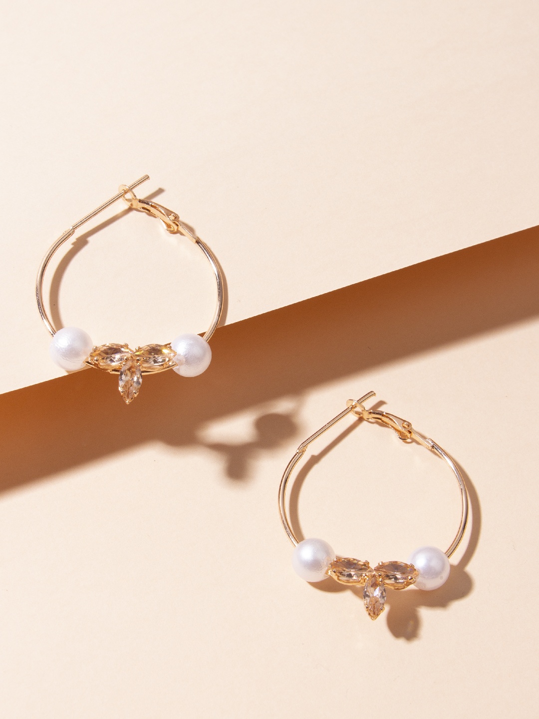 

AccessHer Rose Gold-Plated AD Studded Handcrafted Circular Hoop Earrings