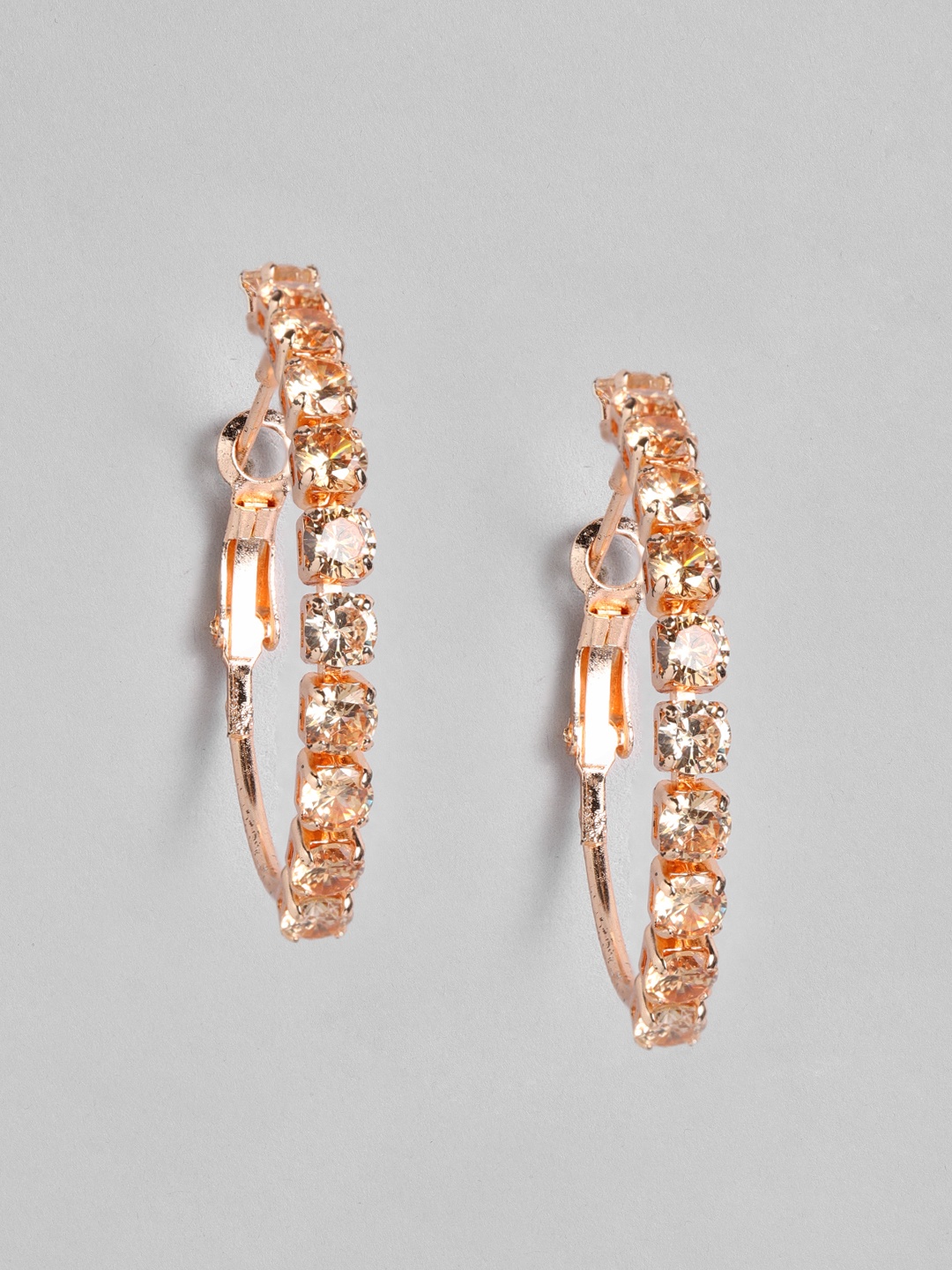 

AccessHer Rose Gold-Plated AD Studded Handcrafted Circular Hoop Earrings