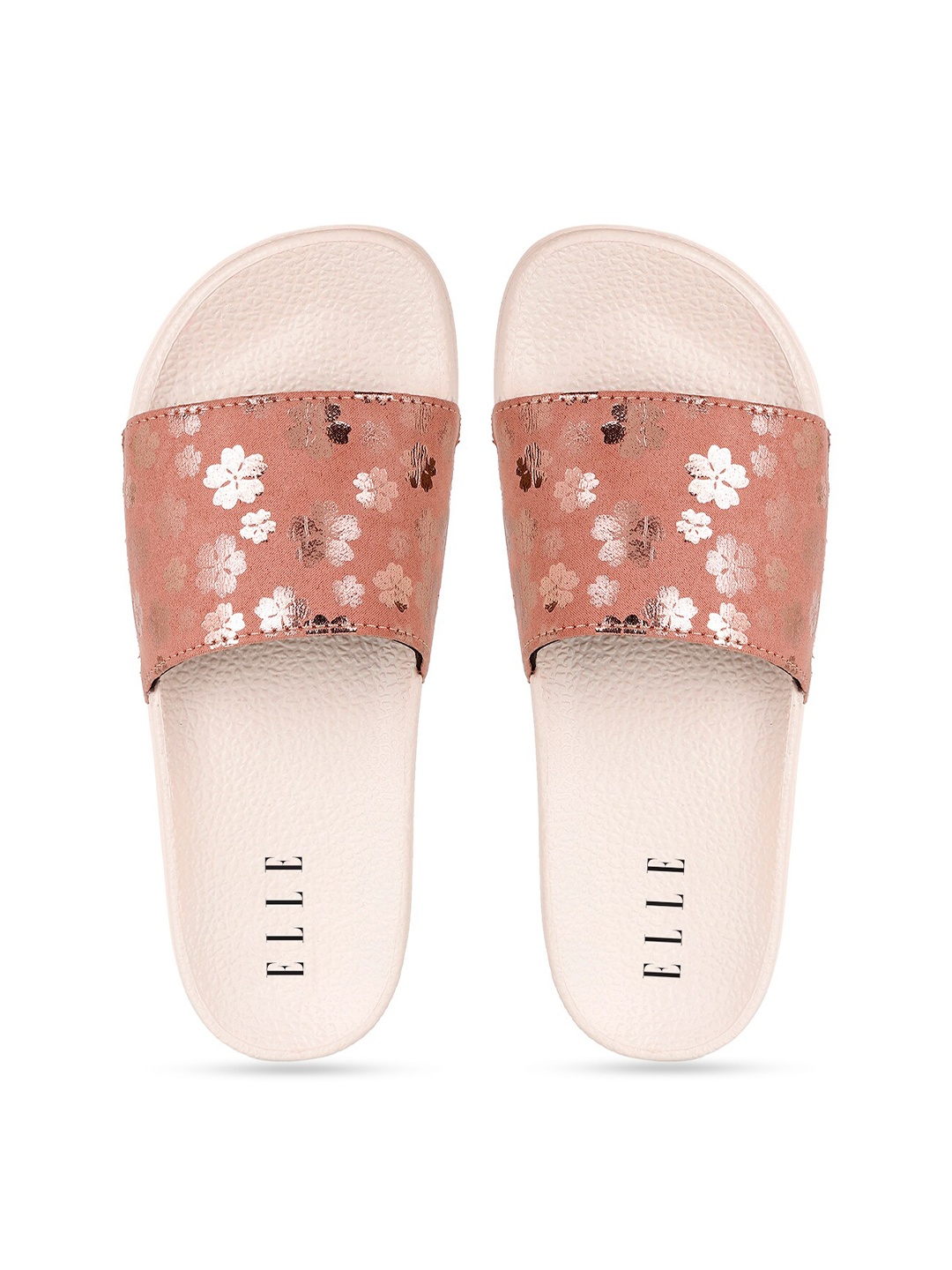 

ELLE Women Peach-Coloured Printed Sliders