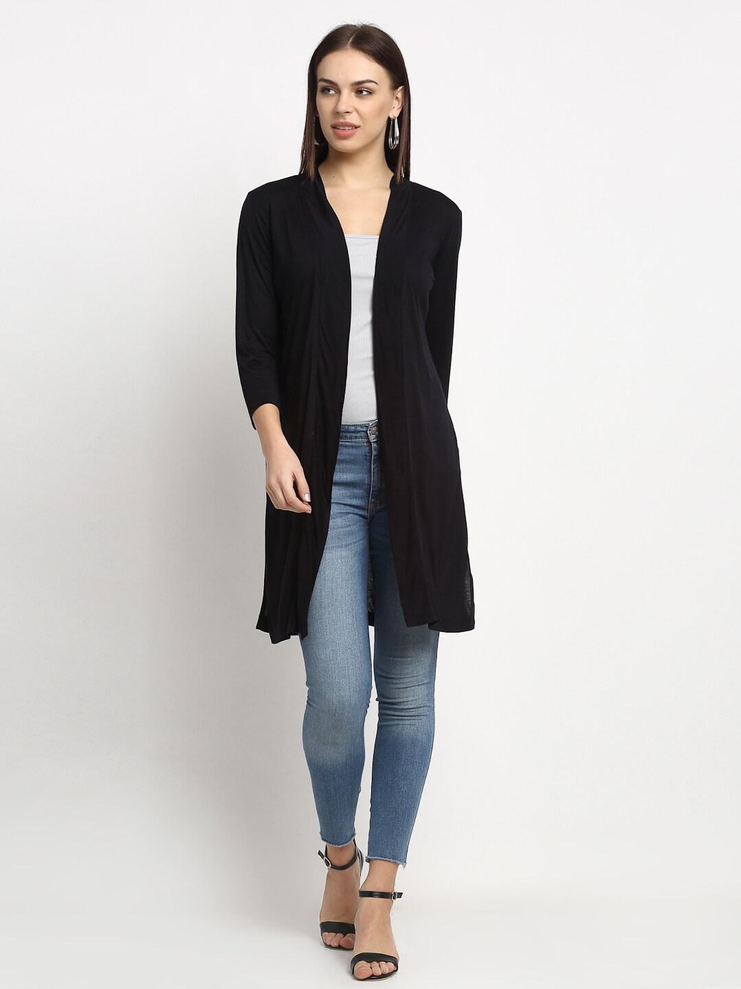 

Rute Women Black Solid Open Front Shrug