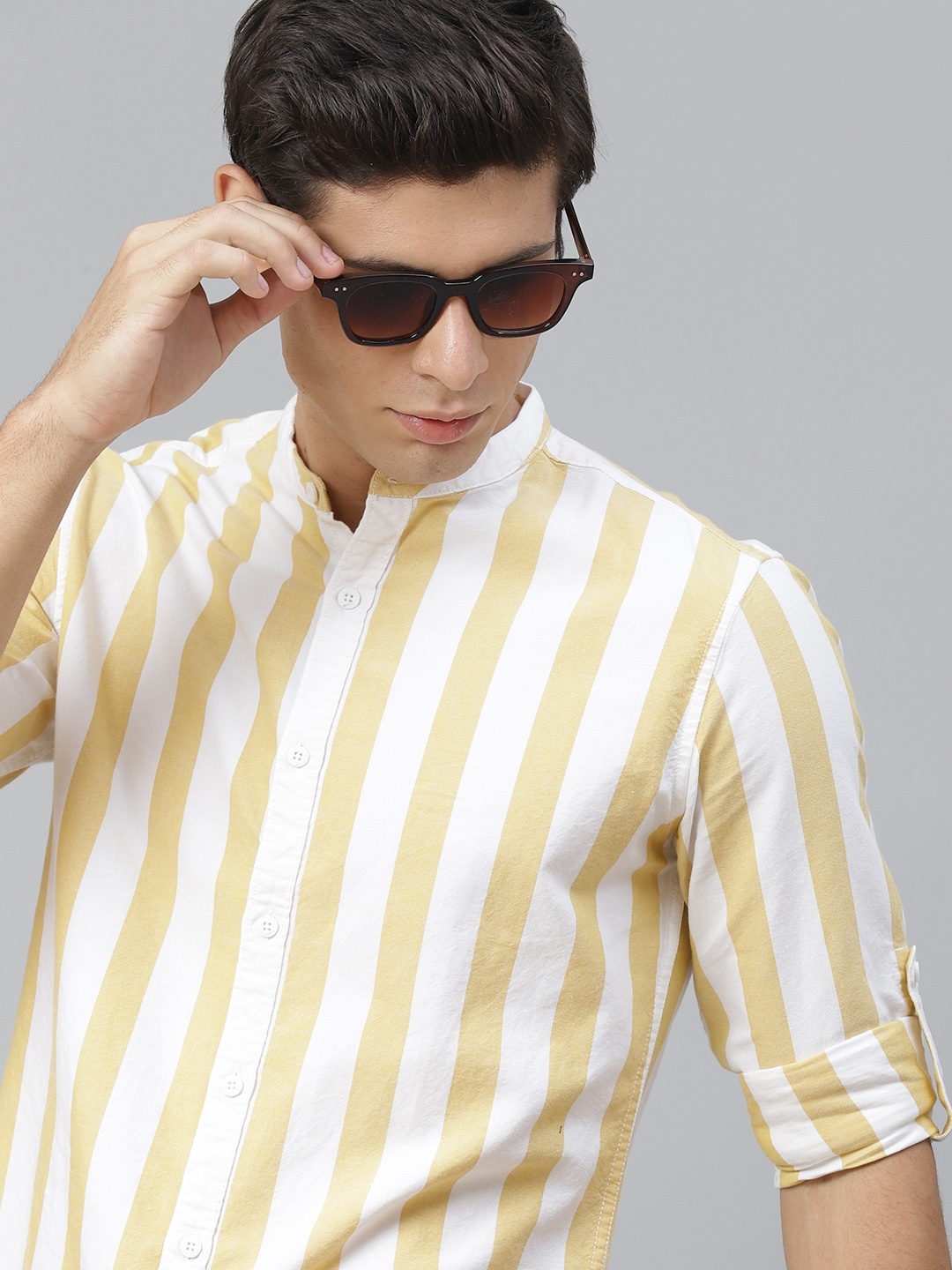 

HERE&NOW Men White Striped Casual Shirt