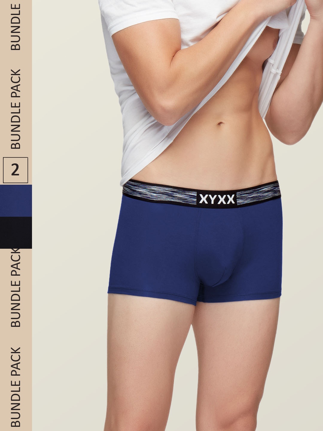 

XYXX Men Pack Of 2 Solid IntelliSoft Antimicrobial Trunks XYTRNK2PCKN357, Blue