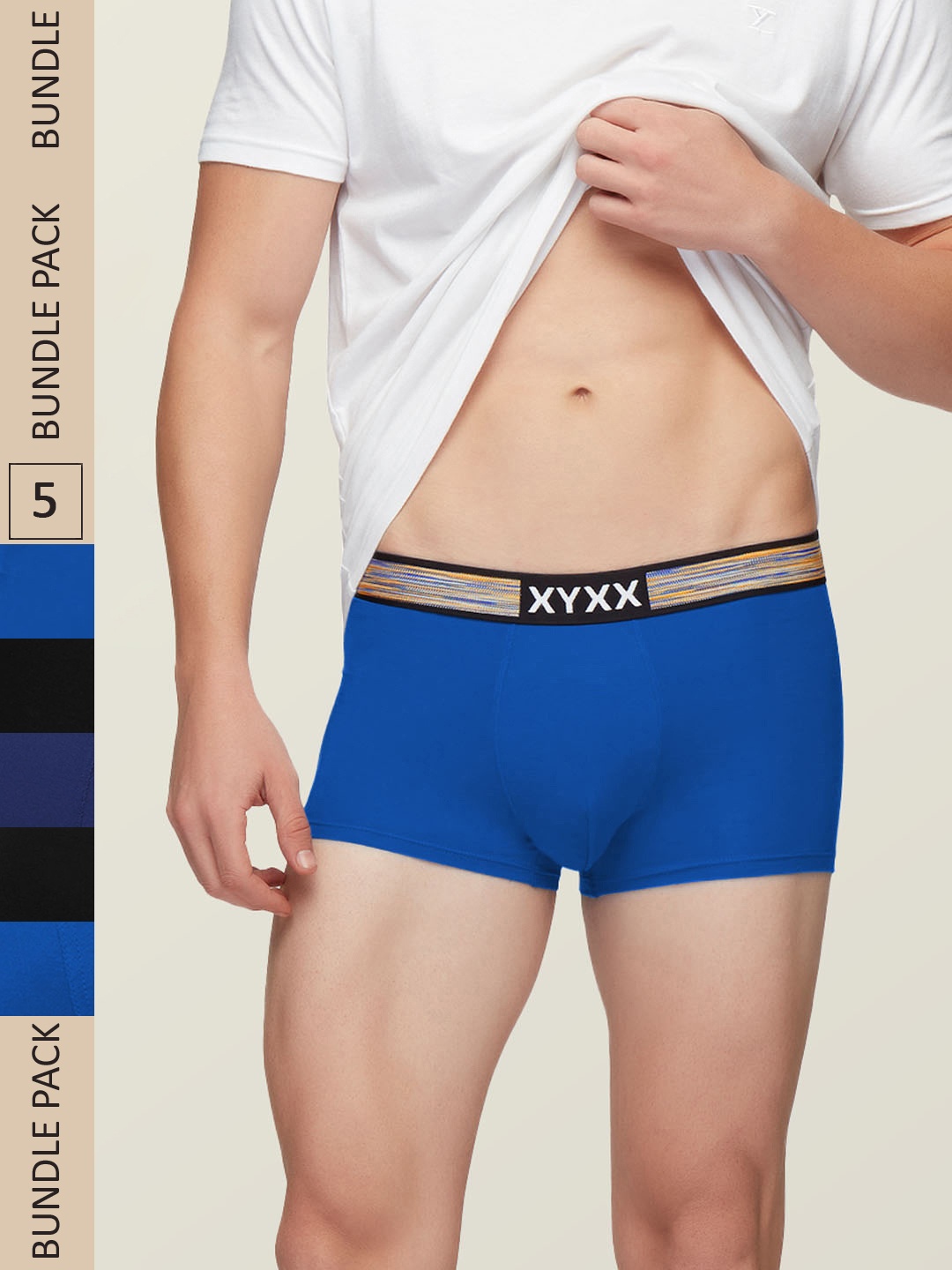 

XYXX Men Pack Of 5 Solid IntelliSoft Antimicrobial Micro Modal Hues Trunks XYTRNK5PCKN206, Black
