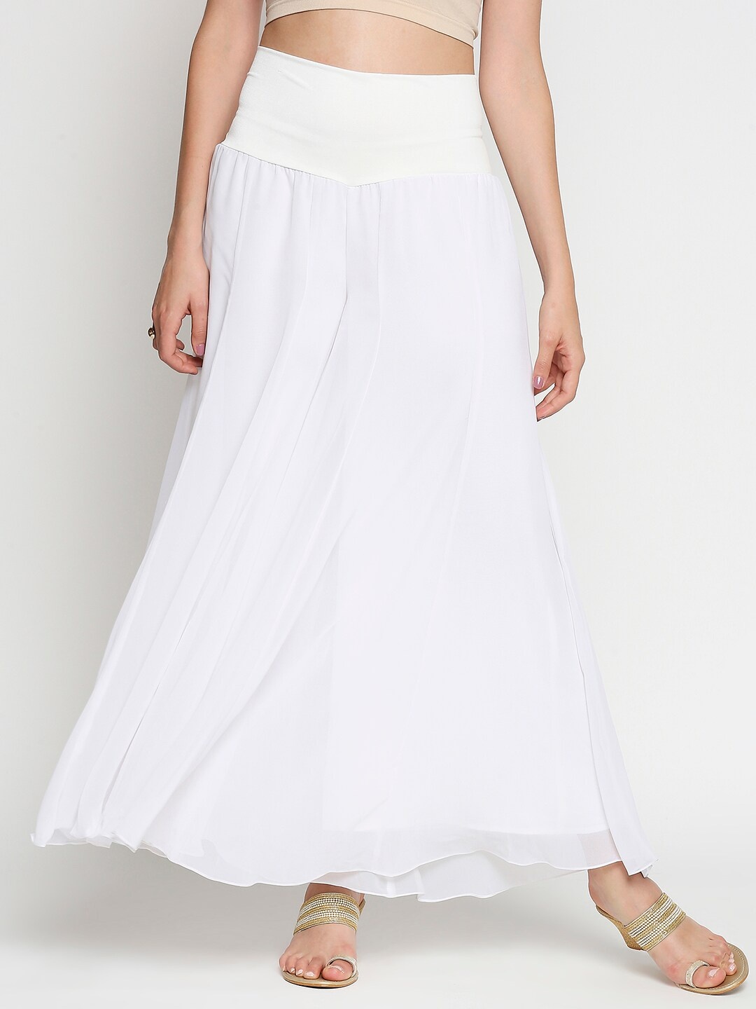 

Ira Soleil Women White Solid Flared Palazzos