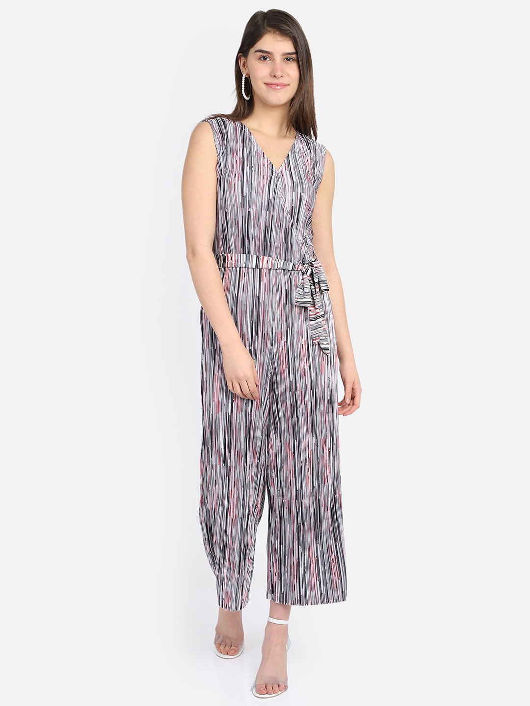 

Yaadleen Women Black & Pink Printed Culotte Jumpsuit