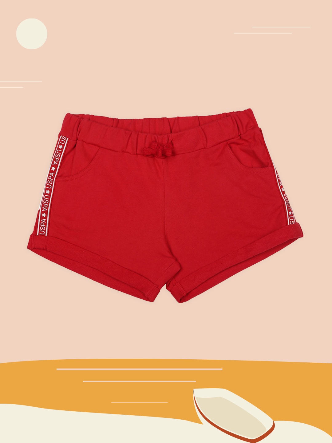 

U.S. Polo Assn. Kids Girls Red Solid Regular Fit Regular Shorts