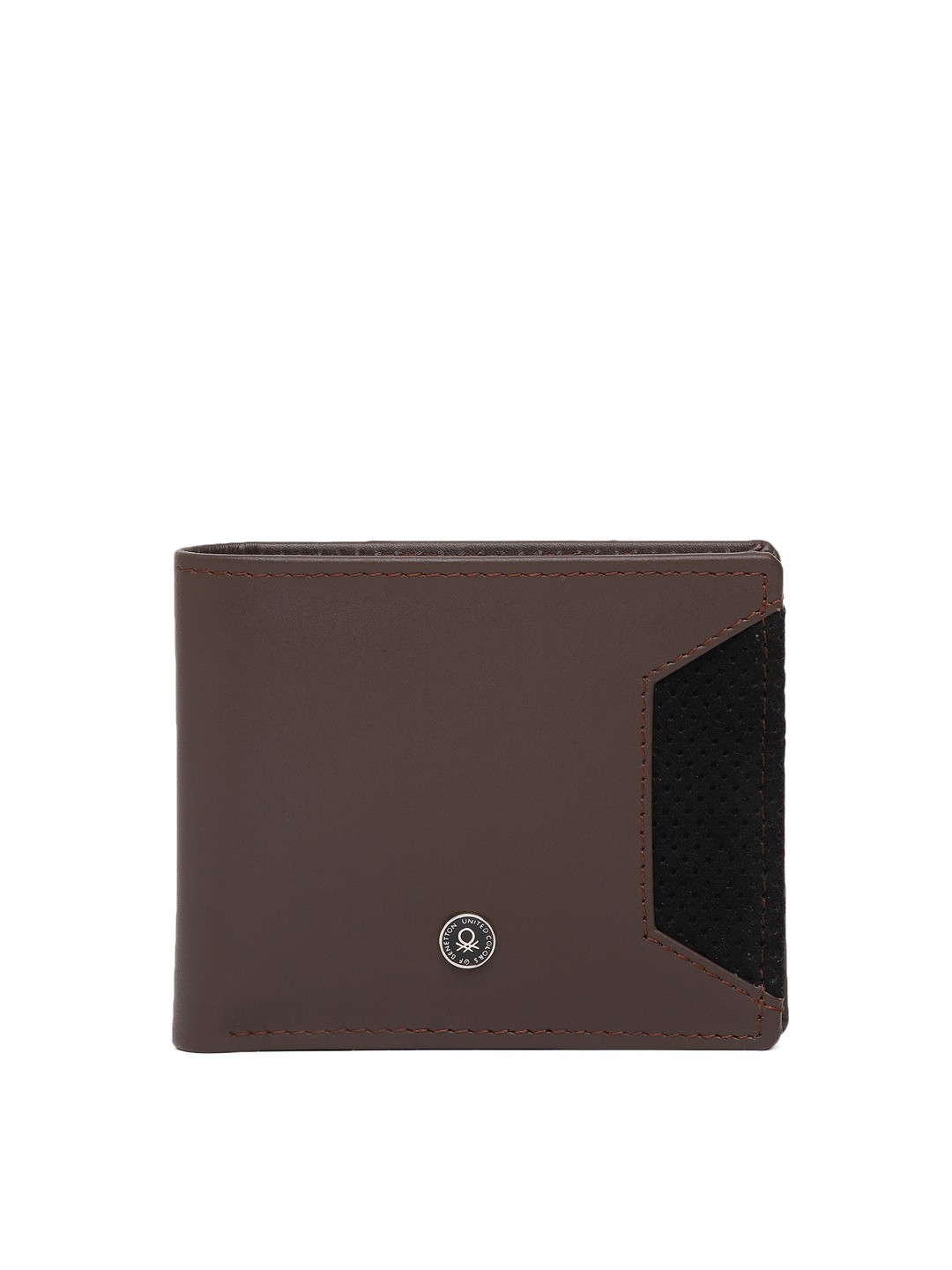 

United Colors of Benetton Men Brown Solid Leather Two Fold Wallet